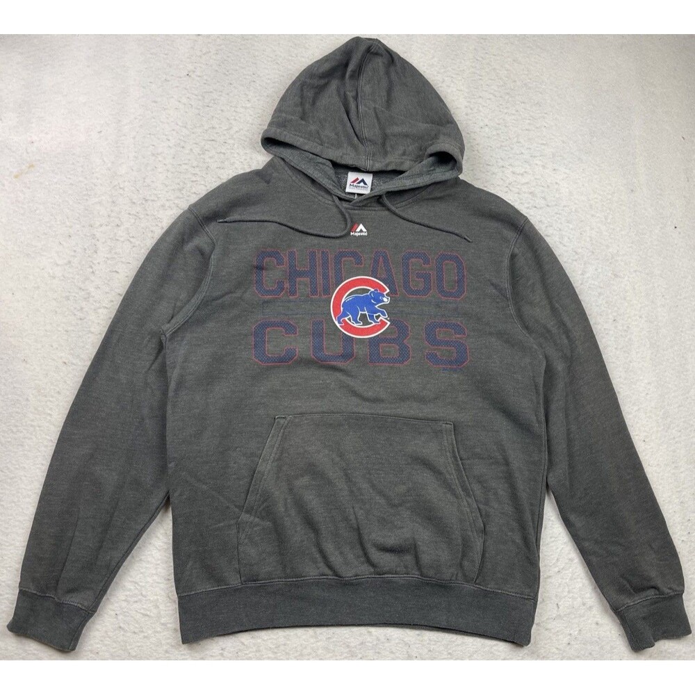 Majestic MLB Chicago Cubs Men’s Size Large Gray Pullover Hoodie 2010